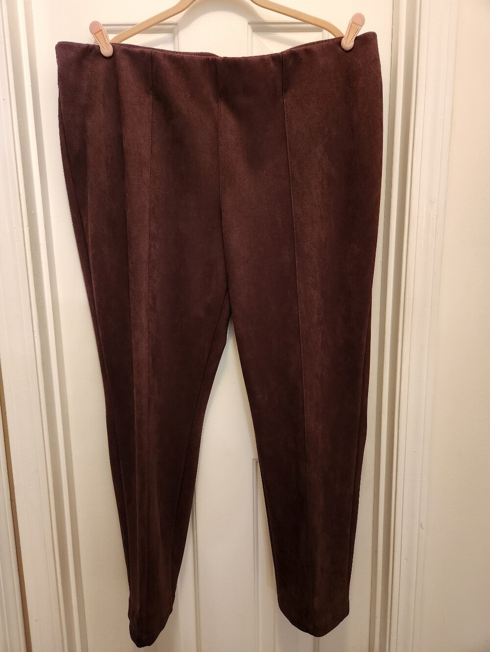 Denim & Co. Heritage Chocolate Brown Faux Suede Pull-on Pants - Size 1XL